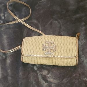 Tory Burch straw clutch